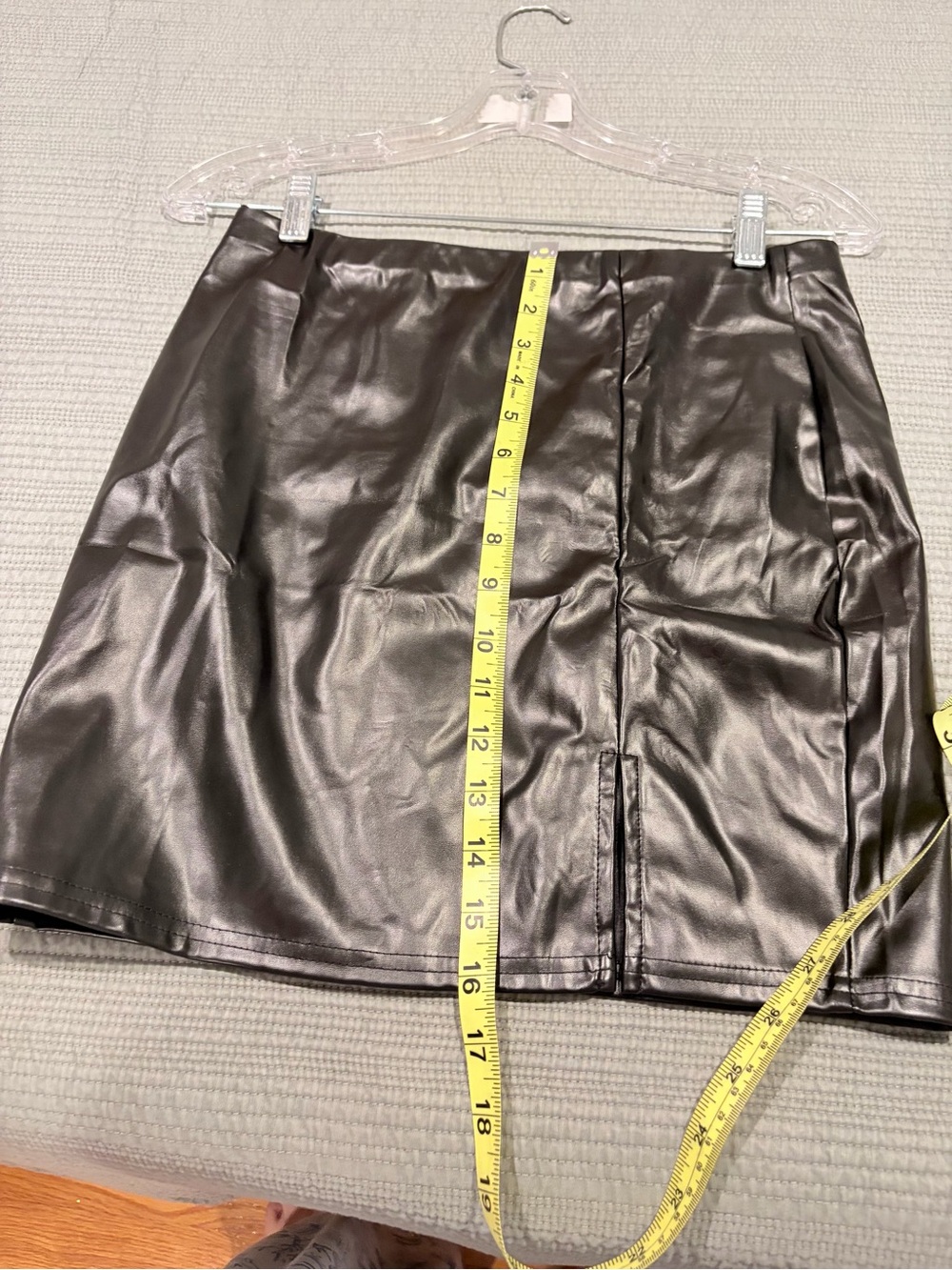 Classic Black Faux Leather Mini Skirt - Picture 5 of 7
